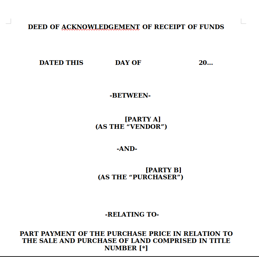 Deed Of Settlement And Acknowledgement Of Receipt Of Funds - Cm 